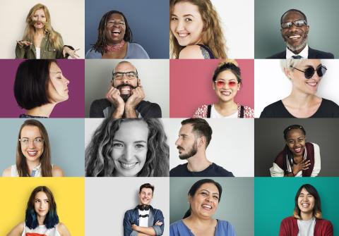 Diverse people smiling.